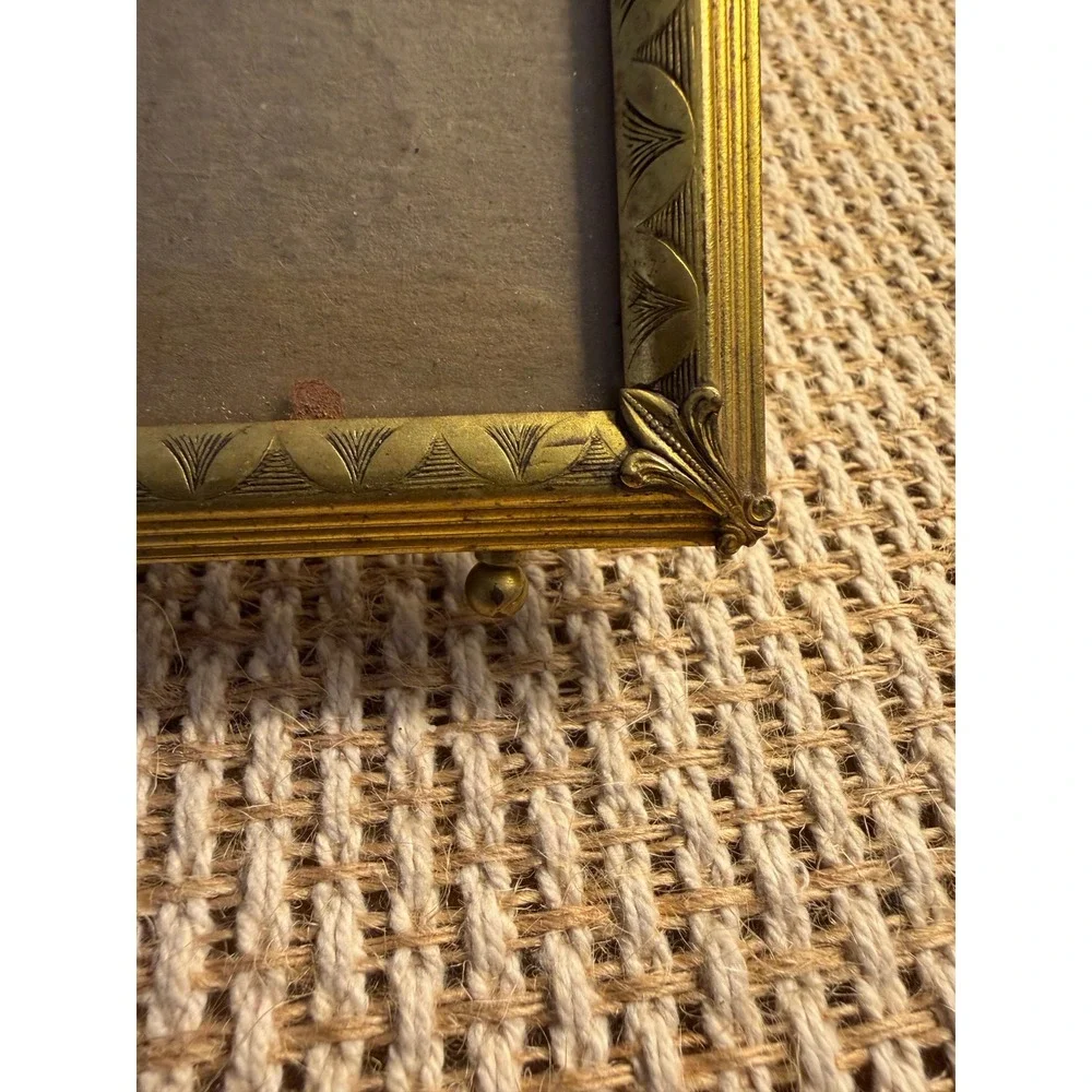 Vintage Art Deco Gold Toned Footed 8x10 Picture Frame Floral Corner Detail
